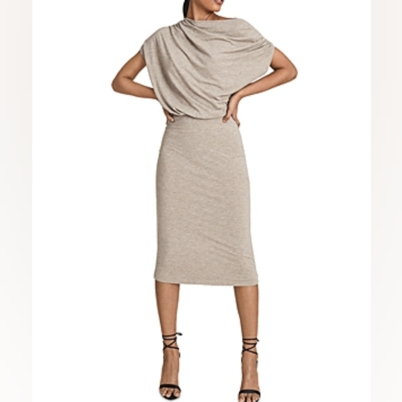 NWT REISS | Evelyn Drapey Jersey Dress - Nude - Picture 3 of 11